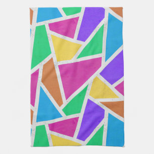 Bright rainbow colors mosaic tea towel