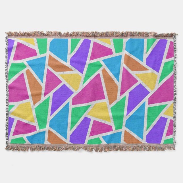 Bright rainbow colors mosaic throw blanket (Front)