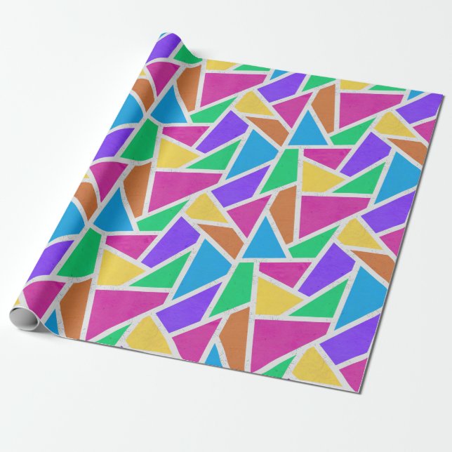 Bright rainbow colors mosaic wrapping paper (Unrolled)