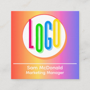 BRIGHT RAINBOW COLORS OWN LOGO BRANDED PROMTIONAL  SQUARE BUSINESS CARD