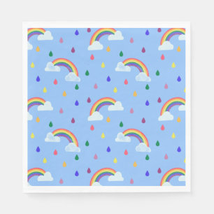 Bright Rainbow Coloured Rain Drops Napkin