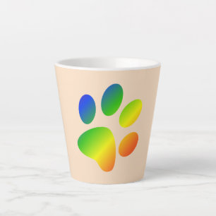 Bright Rainbow Colours Animal Paw Print Latte Mug