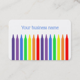 Bright rainbow crayons, for an artist or teacher business card