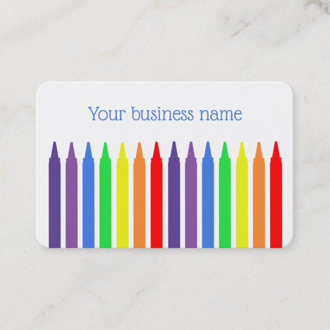 Bright rainbow crayons, for an artist or teacher business card (Front)