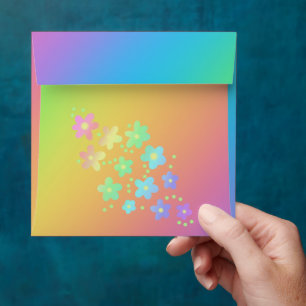 Bright Rainbow Diagonal Floral Envelopes