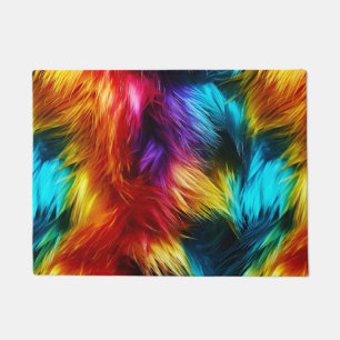 Bright Rainbow faux monster fur texture Doormat