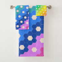 Bright Rainbow Geometric Hexagon Flower Pattern