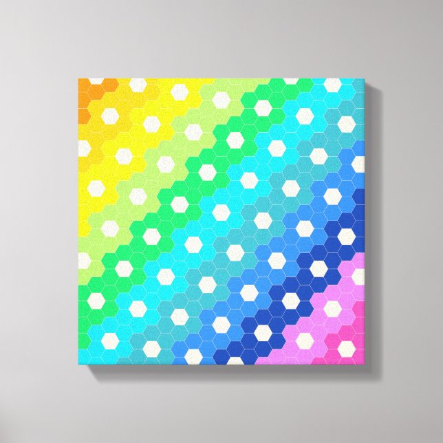 Bright Rainbow Geometric Hexagon Flower Pattern  Canvas Print (Front)