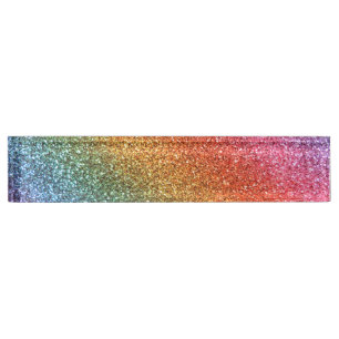 Bright rainbow glitter nameplate