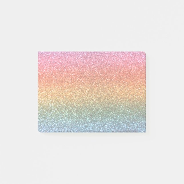Bright rainbow glitter post-it notes (Front)