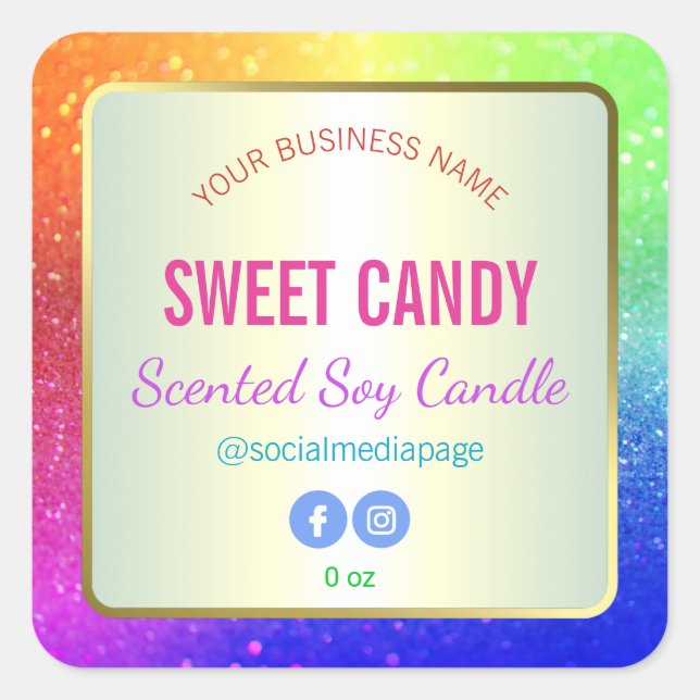 Bright Rainbow Glitter Product Label (Front)