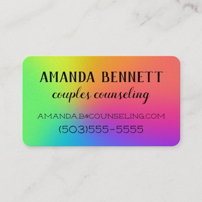 Bright Rainbow Gradient Business Card (Front)