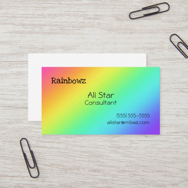 Bright Rainbow Gradient Business Cards (Front/Back In Situ)