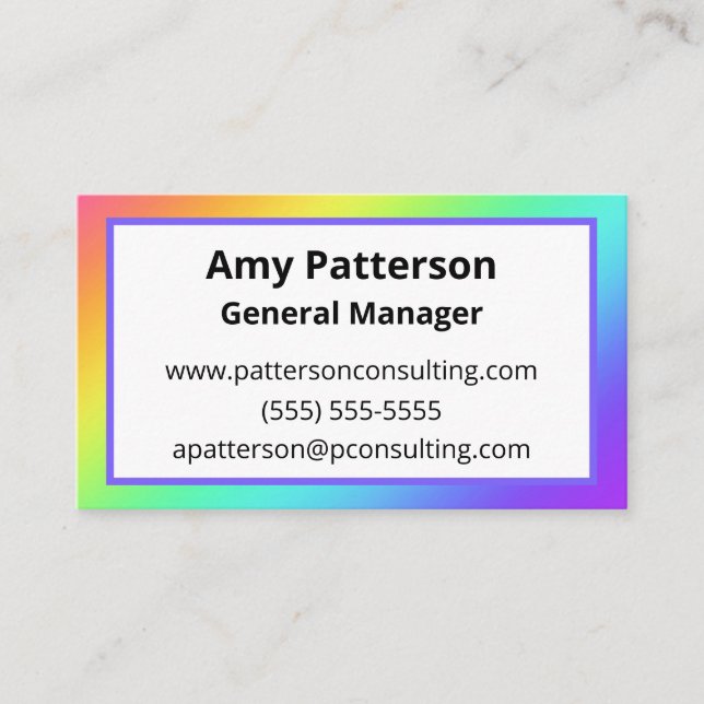 Bright Rainbow Gradient Business Cards (Front)