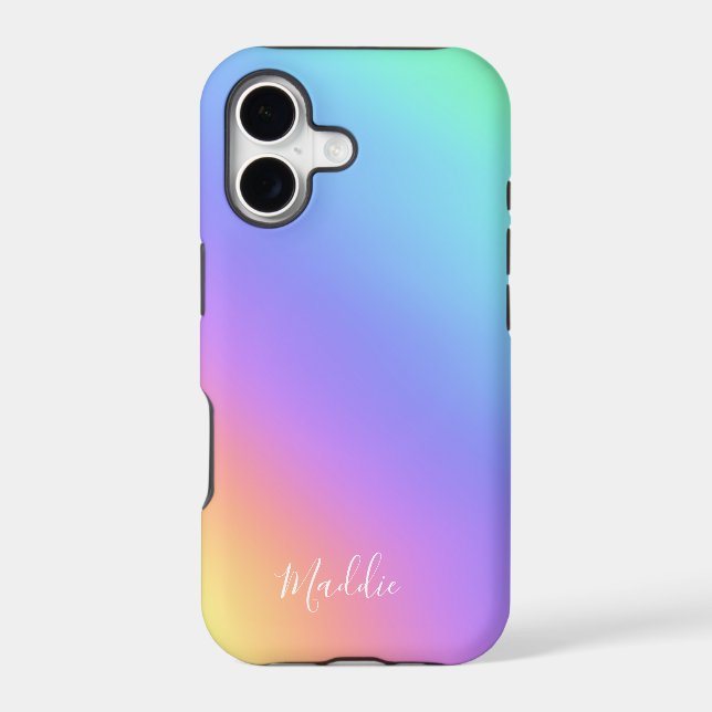 bright rainbow gradient girly personalised  (Back)