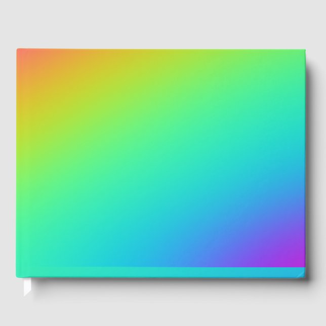 Bright Rainbow Gradient Wedding Guest Book (Front)
