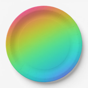 Bright Rainbow Gradient Wedding Paper Plate