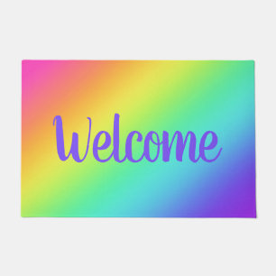 Bright Rainbow Gradient Welcome Doormat