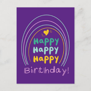 Bright Rainbow Happy Birthday Lettering Card