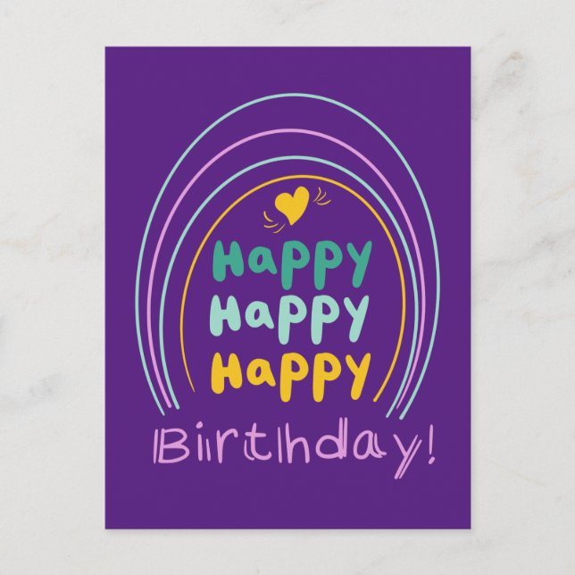 Bright Rainbow Happy Birthday Lettering Card (Front)