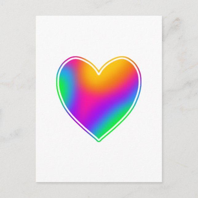 Bright Rainbow Heart Blank Postcard (Front)
