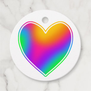 Bright Rainbow Heart Favour Tags