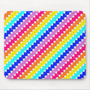 Bright rainbow hearts colourful mousepad