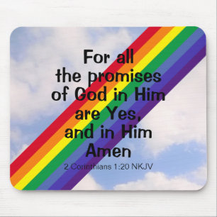 Bright Rainbow in Sky Inspirational Bible Verse Mouse Mat