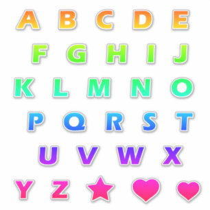 Bright Rainbow Letters Monogram Sticker Pack