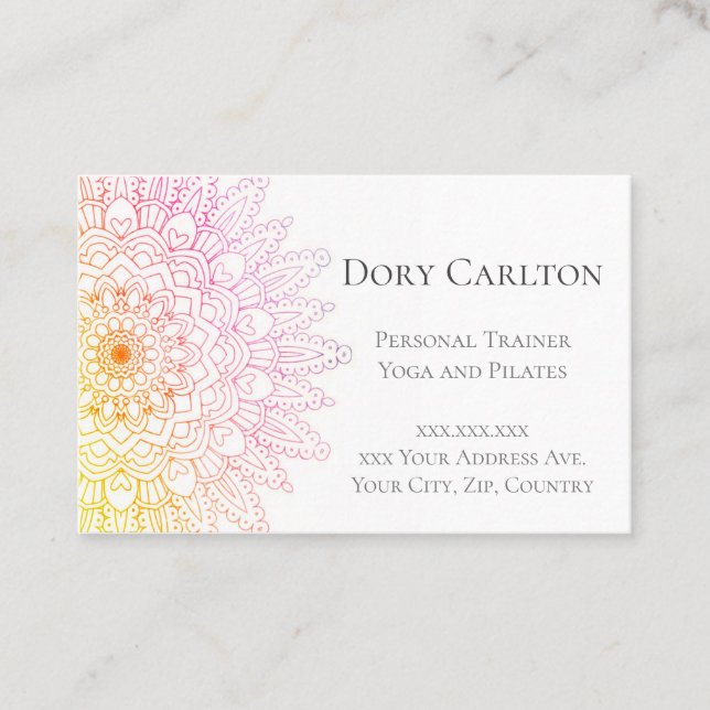 Bright Rainbow Mandala Business Card (Front)