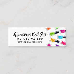 Bright Rainbow Nail Art Tech Salon Social Media Mini Business Card