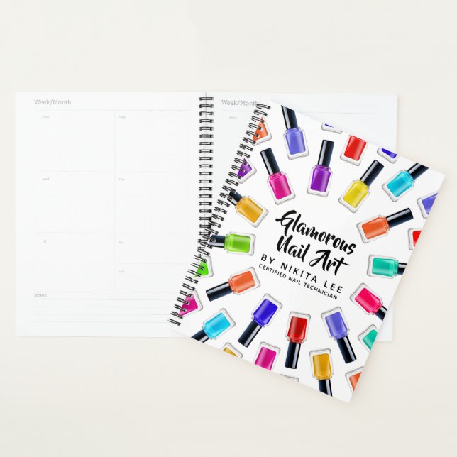 Bright Rainbow Nail Polish Art Tech Salon Custom Planner (Display)