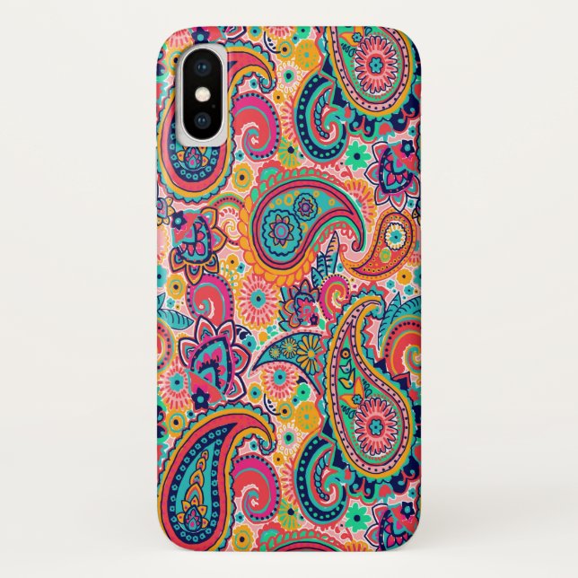 Bright Rainbow Paisley Case-Mate iPhone Case (Back)