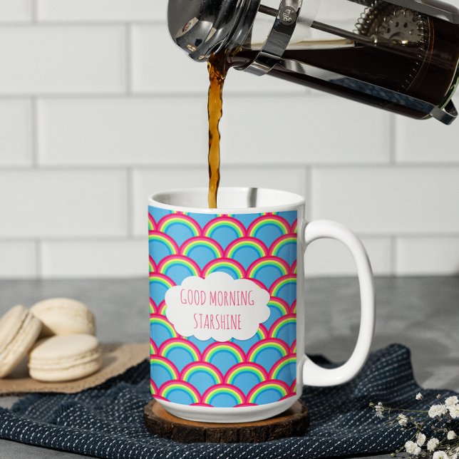 Bright Rainbow Pattern Cloud Coffee Mug (Creator Uploaded)
