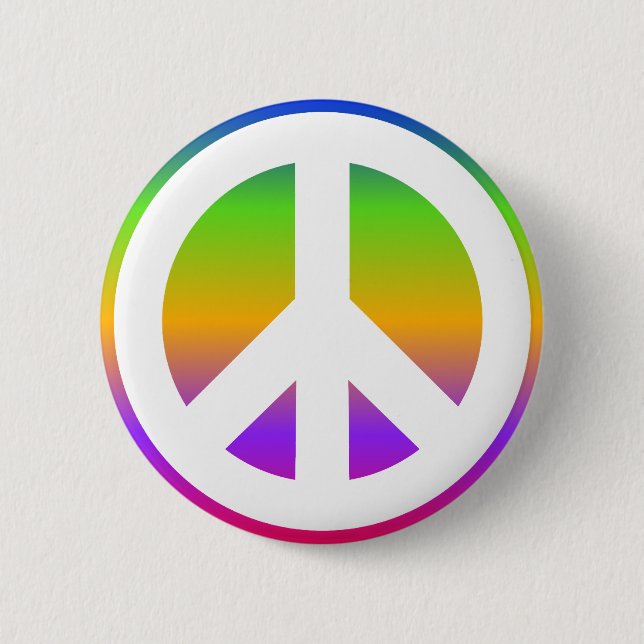 Bright Rainbow Peace Sign 6 Cm Round Badge (Front)