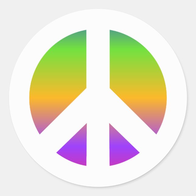 Bright Rainbow Peace Sign Classic Round Sticker (Front)