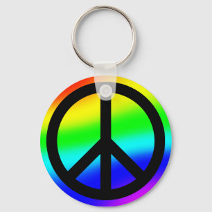 Bright Rainbow Peace Symbol Key Ring