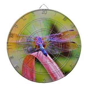 Bright Rainbow Pink Dragonfly Dartboard