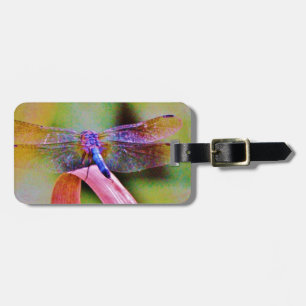 Bright Rainbow Pink Dragonfly Luggage Tag