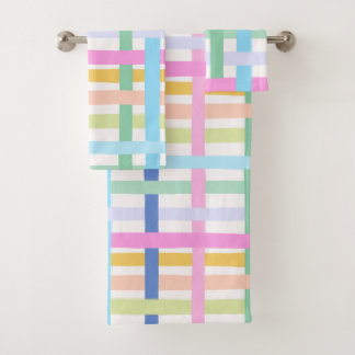 Bright Rainbow Plaid Bath Towel - Colorful Pastel