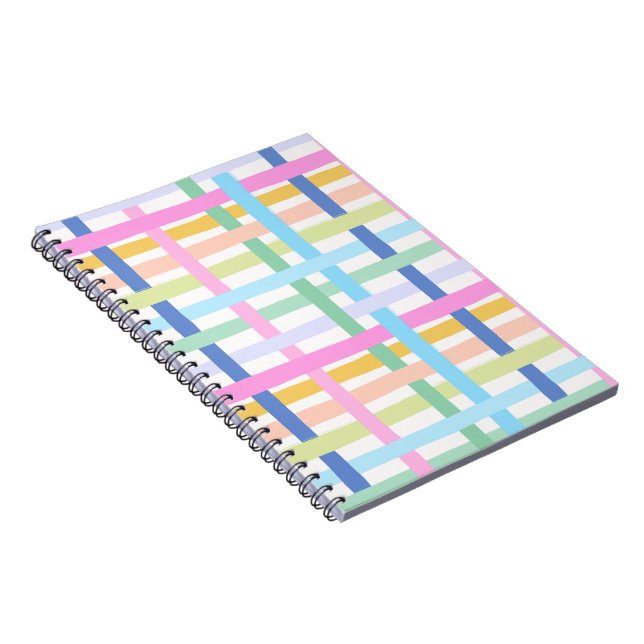 Bright Rainbow Plaid Journal - Colorful pastel (Right Side)