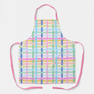Bright Rainbow Plaid Kitchen Apron - Maximalist