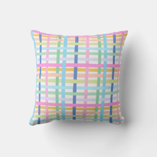 Bright Rainbow Plaid - Maximalist Gingham Cushion