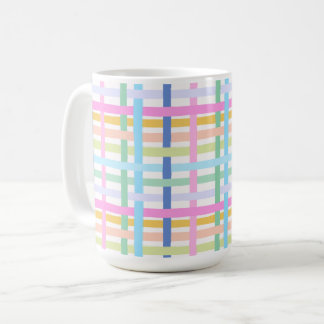 Bright Rainbow Plaid Mug - Colorful Pastel
