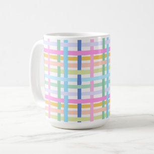 Bright Rainbow Plaid Mug - Colourful Pastel