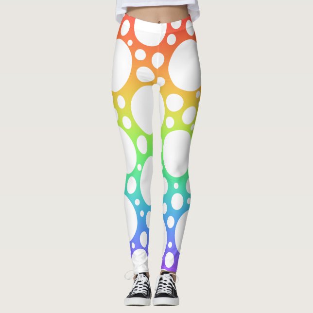 Bright Rainbow Polka Dot Leggings (Front)