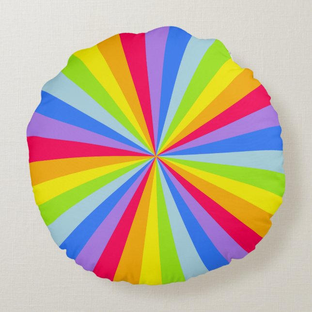 Bright rainbow radial round pillow (Back)