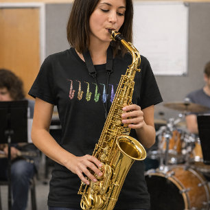 Bright Rainbow Saxophones Colorful Jazz Instrument T-Shirt