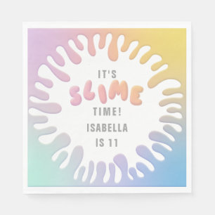 Bright rainbow slime party napkin