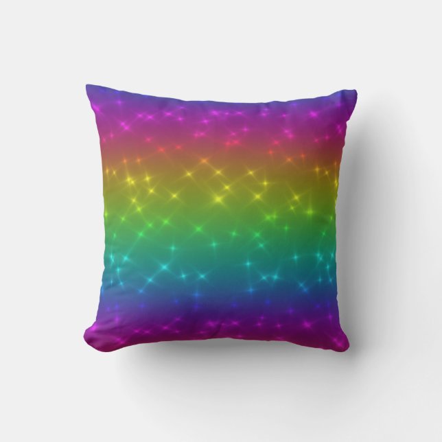 Bright Rainbow Sparkles Pillow (Front)